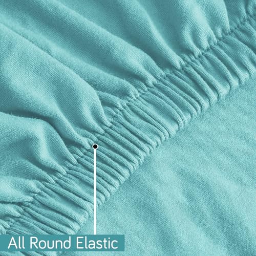 Image of HOKIPO 'SereneSolids' 140 GSM Office Chair Cover for Task Chair - 140 GSM Stretchable Fabric - Washable & Anti-Slip - Fits Small Office Chairs Without Headrest, Sky Blue (AR-5224-SBLU)