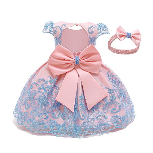 TTYAOVO 0-2 Years Infant Girls Embroidered Christening Birthday Party Dress