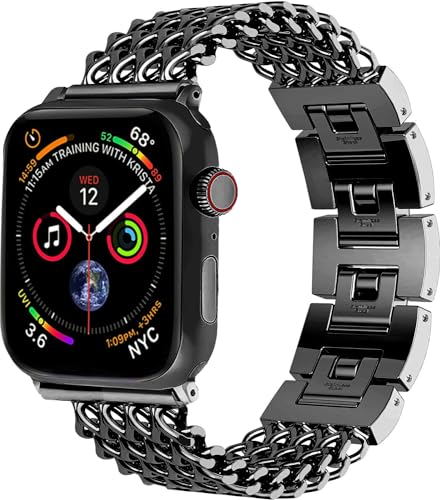 CreateView Compatible With Apple Watch Band 38mm 40mm 41mm 42mm 44mm 45mm Ultra Stainless Steel Metal Cowboy Chain Style Replacement iWatch Series87654321