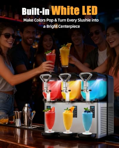 Image of Commercial Slushy Machine, 4L /135oz x 3 Tank Margarita Machine