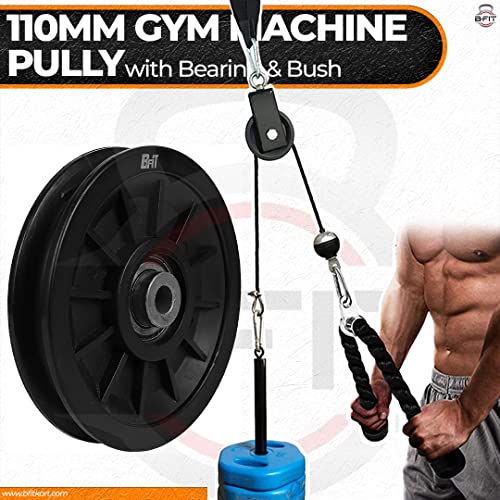 Image of B Fit ABS Plastic Gym Pulley with inbuilt Bearing and Bush- Heavy Duty Wheel Cable Gym Fitness Equipment Replacement 4 Pcs (110 MM-4 Pcs) | Gym Machine Attachment