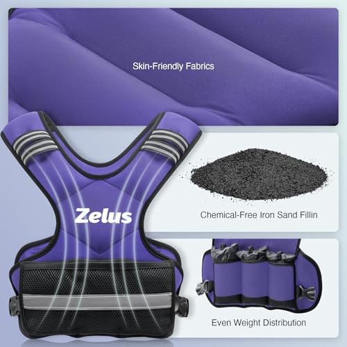 Image of ZELUS Weighted Vest for Men and Women | 4-10lb /11-20lb /20-32lb Vest with 6 Ironsand Weights for Home Workouts | Adjustable Body Weight Vest Exercise Set for Cardio and Strength Training
