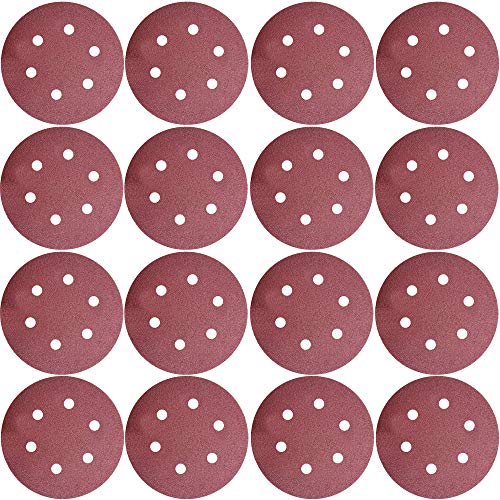 Tockrop 100 PCS 40 Grit 6 Inch 6 Holes Hook and Loop Sanding Disc, Durable Aluminum Oxide Sand Paper For Random Orbit Sanders (40 Grit-100 pack)