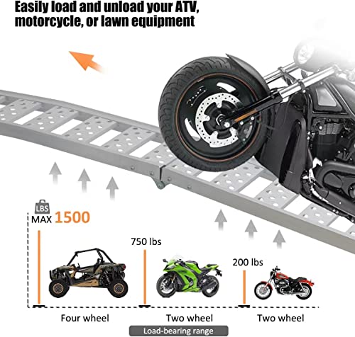 Vendav Motorcycle Ramp For Pickup Trucks Loading Ramp 7.5Ft Folding Portable Aluminum Dirt Bike Ramp,750Lbs Capacity,1Pc #TOP2