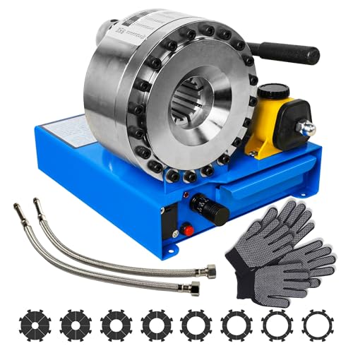 Hydraulic Hose Crimper Hydraulic Manual Crimping Machine single and double braided hose assemblies with diameters 0.24- 1.1 Handheld Crimping Tool with 8 Different Dies for Hose Crimp Work