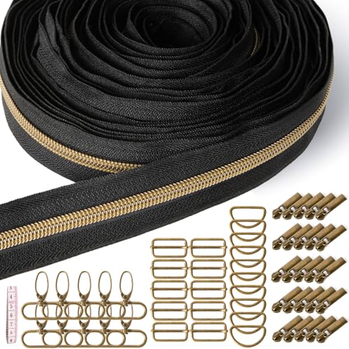 Sonekin 9m Fermeture Eclair au Metre, Accessoires Inclus (Bronze)