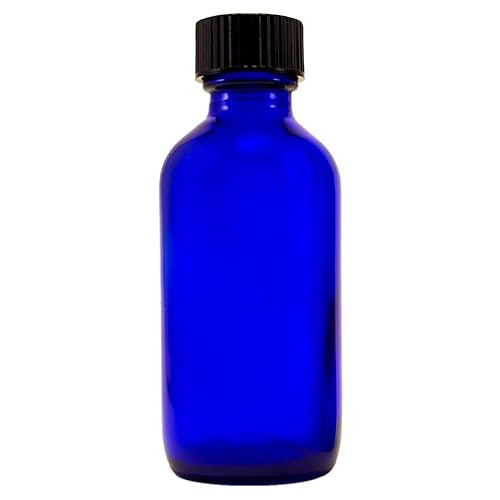 Botella de vidrio azul cobalto de 2 fl oz con tapa de cono fenólico (individual)