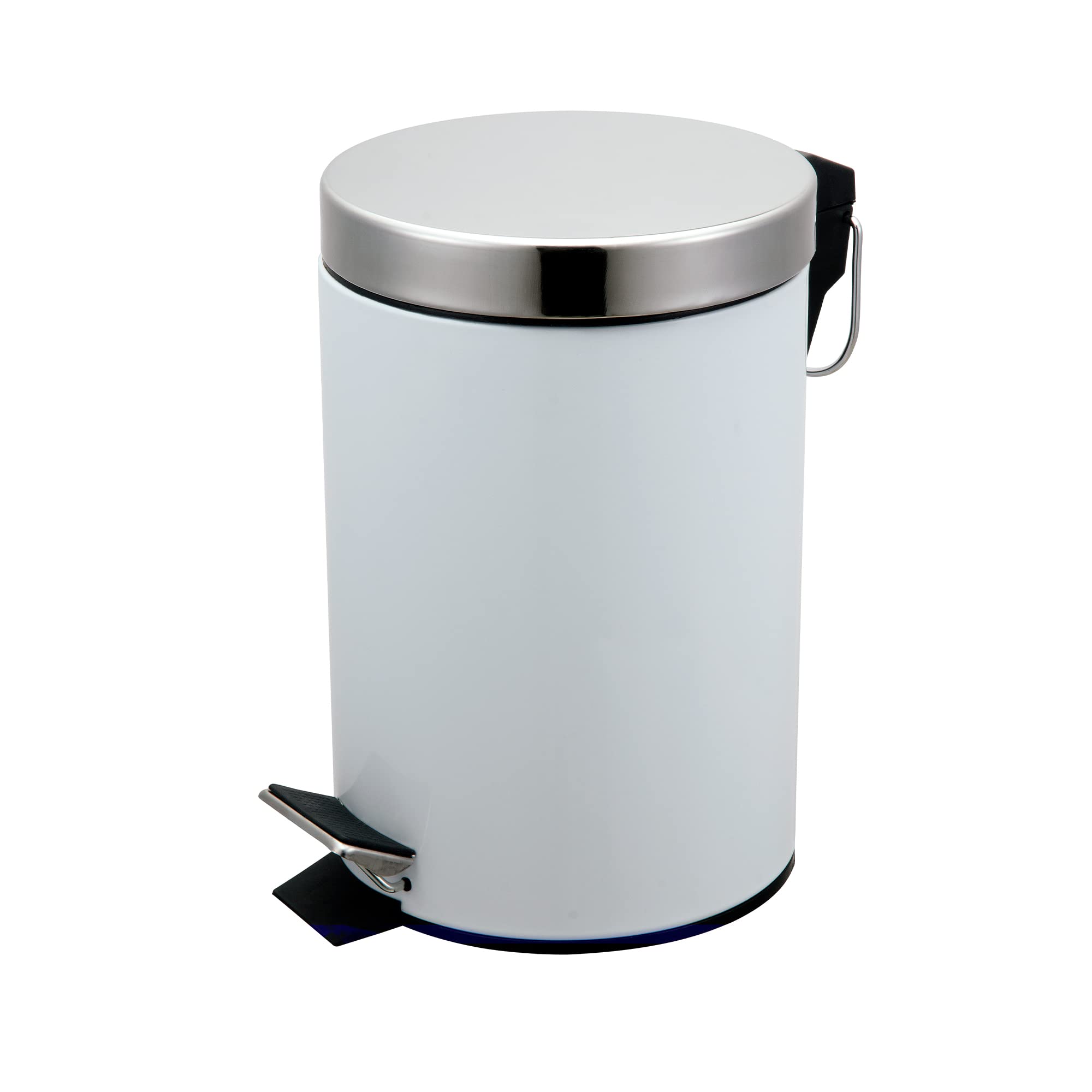 Blue Canyon Round Pedal Bin| Modern and Stylish Trash Can| 3L Bin for Kitchen, Bathroom, Bedroom, Office| Anti-Fingerprint Outer Finish| Stainless Steel Rubbish Bin| White