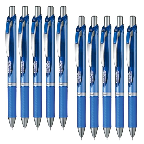 Stylo à bille EnerGel rétractable bleu 0.5mm Pentel roller encre gel rechargeable écriture