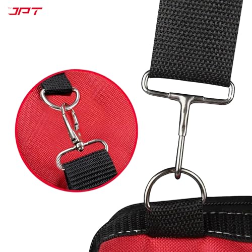Image of JPT 18-Inch Heavy Duty Tool Bag, Wide Mouth Tool Storage Bag with Interior Pockets, Large Capacity Tool Tote Bag for Electricians, Power Tools Organizer Red /Black