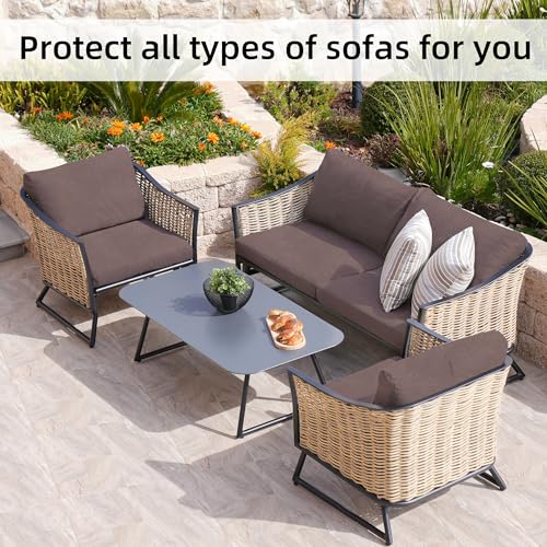 Image of BIETYONE 8Pcs Stretch Patio Cushion Covers,Outdoor Couch Covers Replacement,Outdoor Couch & Sofa Slipcovers,for Patio Furniture Cushion Covers,Washable Reusable Furniture Protector (Camel,Cover Only)