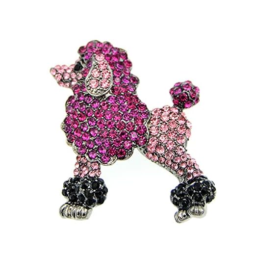 DFHTR Broche De Caniche con Diamantes De Imitación, Broche De Perro, Bonito Pin De Animal Vivo para Mujer, Regalo De Joyería De Moda