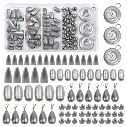 Fishing Weight Sinkers Kit, 81pcs Assorted Drop Bass Sinkers Split...