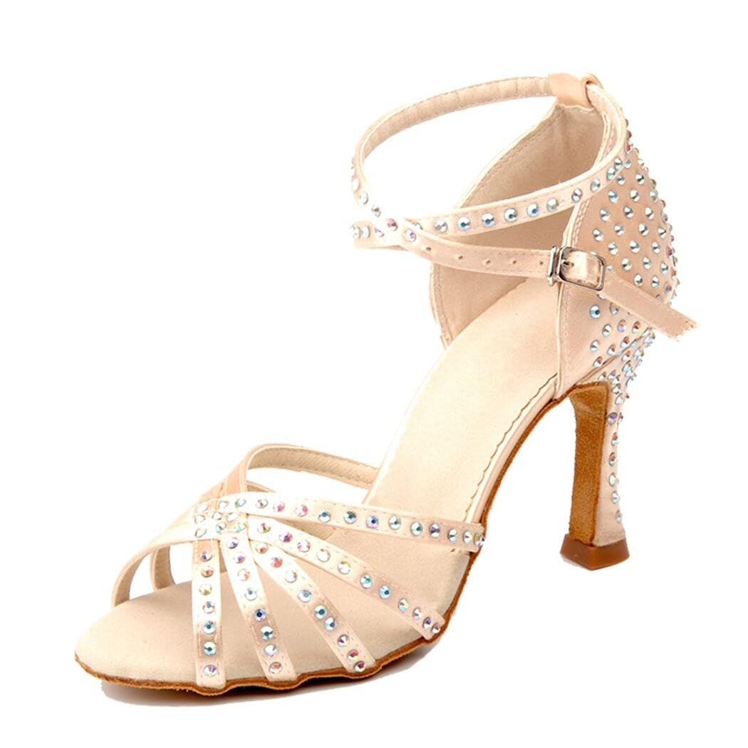 Chaussures de modern jazz de prestige en beige et talon 9cm - 6
