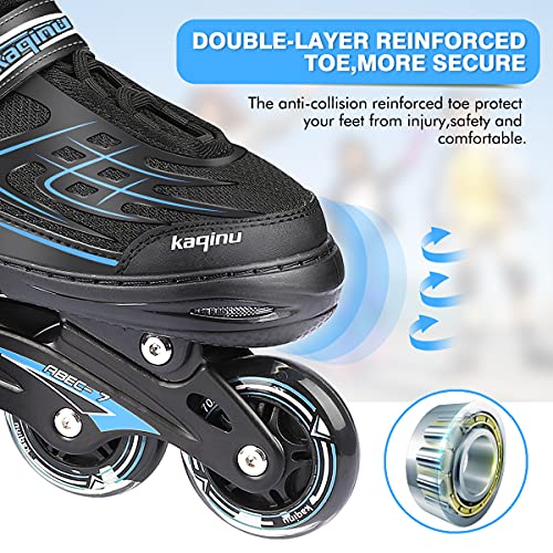 Kaqinu Adjustable Inline Skates, Outdoor Roller Blades Skates With Full Illuminating Wheels For Women, Kids, Girls And Boys (Blue, L) #TOP4
