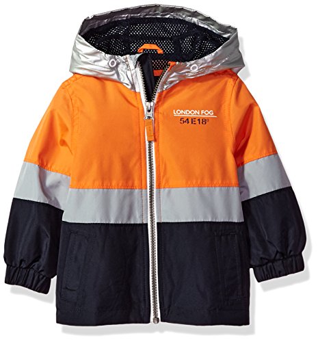 LONDON FOG Baby Boys Chest Stripe Poly Lined Jacket, Bold Orange, 12M