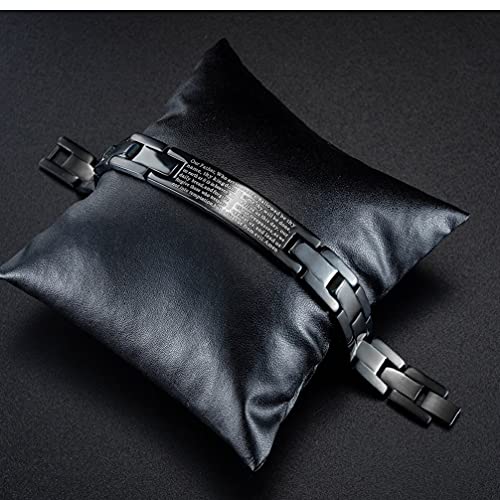 Mr Hippo Holy Bible Bracelet For Men, Stainless Steel Hip Hop Cross Wristband Prayer Cuff Bangle Men’s Religious Verse Jewelry Gift Father's Day Accessories #TOP3