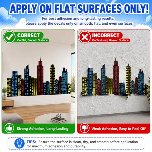 Breling 7 Pcs Large Hero Theme City Skyline Wall Decals Decor Wall Stickers by Breling - Used condition - Image 4