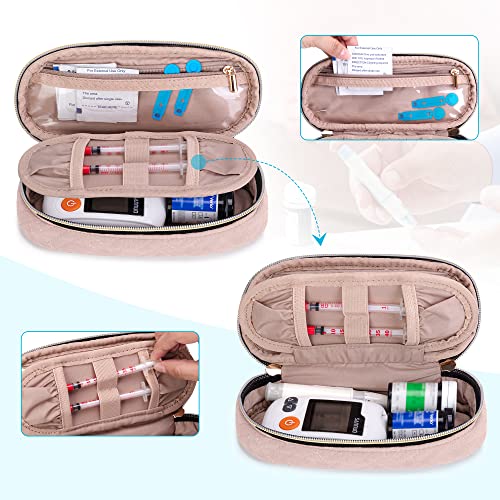 Yarwo Diabetic Travel Case For Diabetes Test Strips, Blood Glucose Monitor, Insulin Syringes, Portable Diabetes Supplies Storage Bag For Diabetic Care Kits, Dusty Rose ( Bag Only) #TOP1
