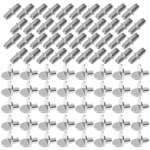 40 PCS L-Shaped Shelf Support Pegs, 40 Pcs Shelf Supports Pins 5mm Studs Push in Stainless Steel