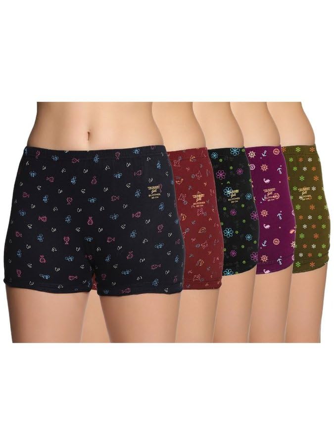 Women’s Bloomer – 100% Cotton, Soft Elastic, No Marks, Ultimate Comfort(Color&Print May Vary) Pack of 5-95cm-image-13