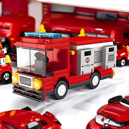 Carro Bombeiro Grande de Blocos de Construção Infantil com Peças Coloridas - Brinquedo Educativo de
