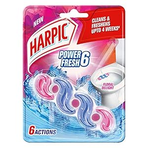 Harpic Power Fresh 6 Toilet Cleaner Rim Block, Floral Delight – 35 g | Toilet flush cleaner blocks