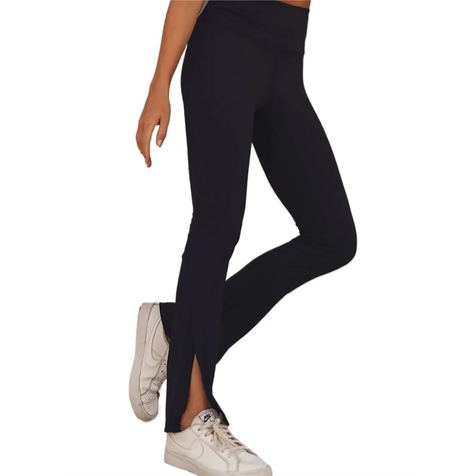 Black Flare Yoga Pants Women Gym Fitness Flared Leggings High Waist Wide Leg Pants Elasticity Latin Dance Long Trouser(L)