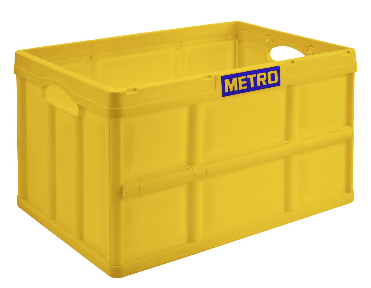METRO Professional Caja plegable sin tapa de 46 litros, 53 x 36 x 29,5 cm, caja de transporte, color amarillo, polipropileno, 40 kg, color amarillo, plegable, apta para alimentos, reciclable