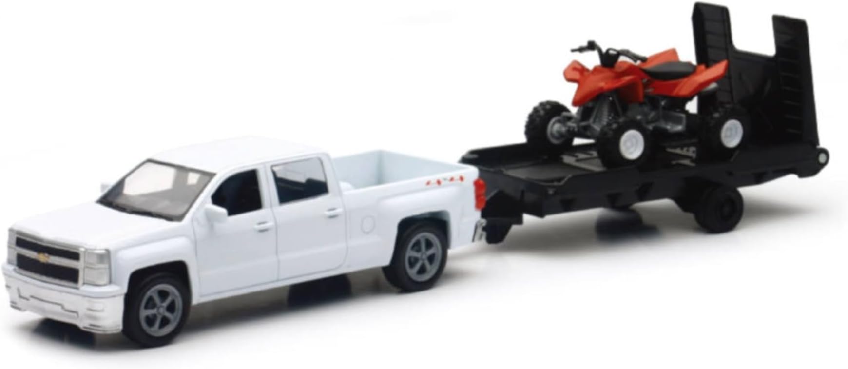 Toys 1:43 Chevy Silverado Pick Up Truck with Trailer and Dirt Bike