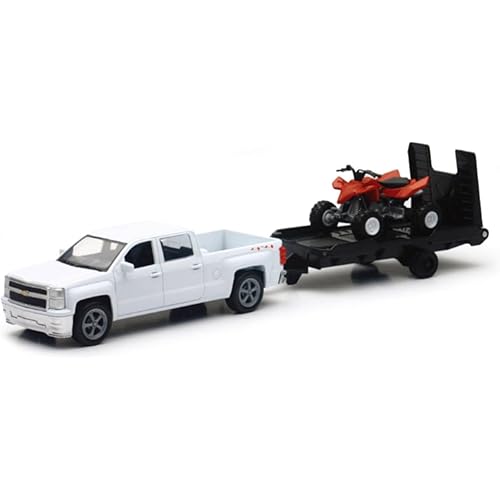 NewRay Toys 1:43 Chevy Silverado Pick Up Truck with Trailer and Dirt Bike