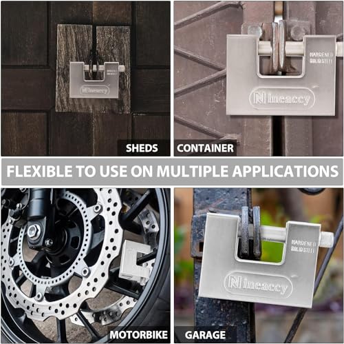 Image of WDFAACK 5 Keys Super Silver Heavy Duty Padlock Lock for Garage Warehouse Shipping Container