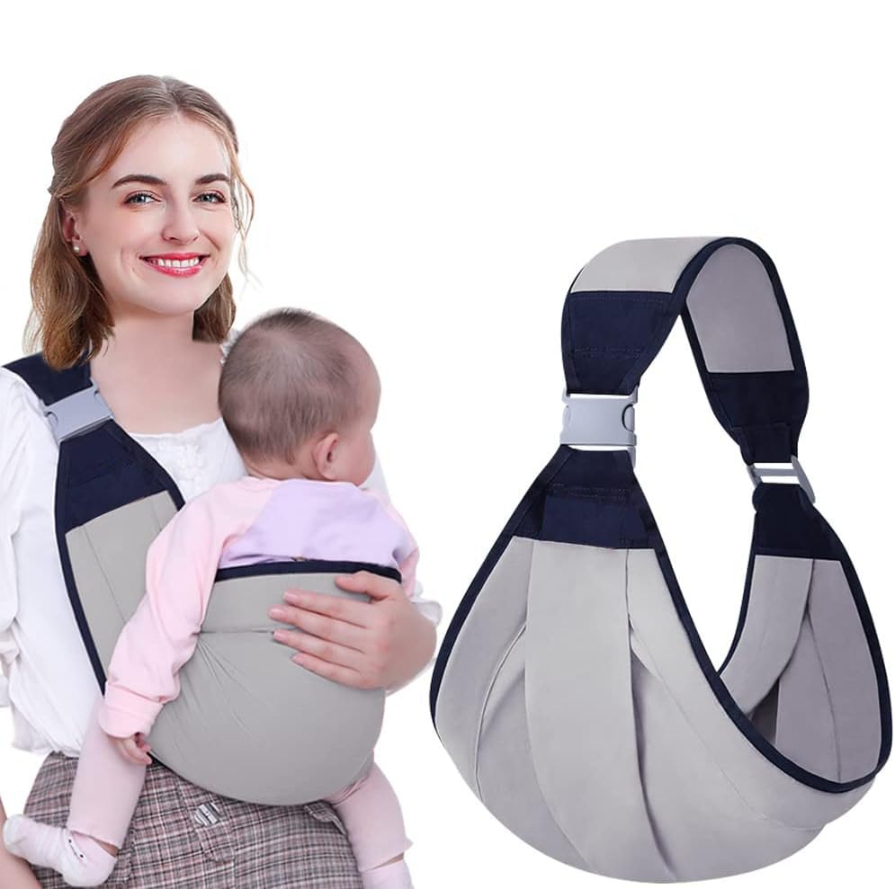 1 Pieza Portabebés, Portabebés Portátil para Niños Pequeños, Portabebés Suave, Portabebés de Malla, con Correa de Hombro Ajustable, Adecuado para Bebés de 0 A 36 Meses (Gris)
