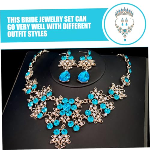 Conjunto de joyería nupcial azul con collar y pendientes infantiles 4