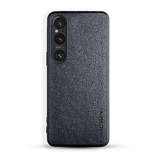 AIORIA Case for Sony Xperia 1 V 6.5' Screen Premium PU Leather Cover Retro Business Design Full Protective Case for Sony Xperia 1 V 5G (Black)