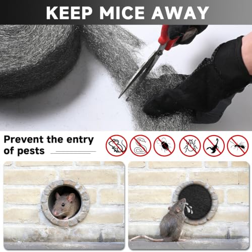 Image of Steel Wool Mice Control, 65FT(1.1LB)#2 Steel Wool, Keep Mouse Away from Holes, Barrier and Gap Filler for Home, Wall, Garden, Kitchen, Pipeline in Garage, Coarse