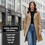 Michael Kors Manteau de tranchée double bouton pour femmes avec ceinture et amovible HoodTrenchcoat
