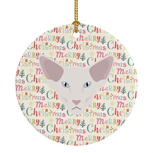 Caroline's Treasures Oriental Longhair Cat Christmas Ceramic Ornament Christmas Tree Hanging Decorations for Home Christmas Holiday, Party, Gift, 3 in, Multicolor