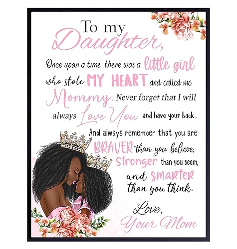 Black Girl Nursery Wall Art LARGE 11x14 - African American Art - Inspirational Quotes - Positive Sayings - Cute Baby Nursery Decor - Pink Toddler Room Decor - To My Daughter Poster - Daughter Gifts
