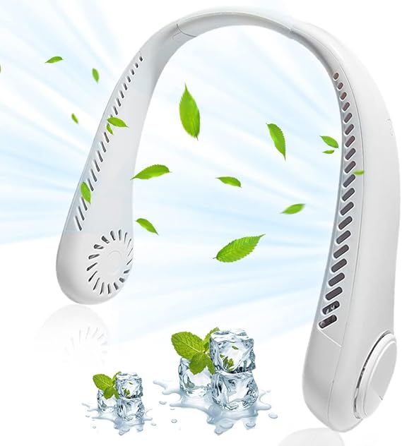 DSLIHA Portable Bladeless Neck Fan, Hand Free Leafless Neckband Fan