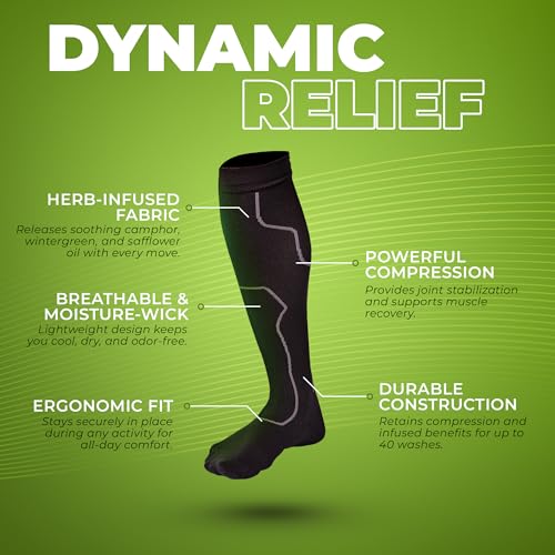 Image of Green Drop 2 Pair Herb-Infused Compression Socks for Men & Women Support