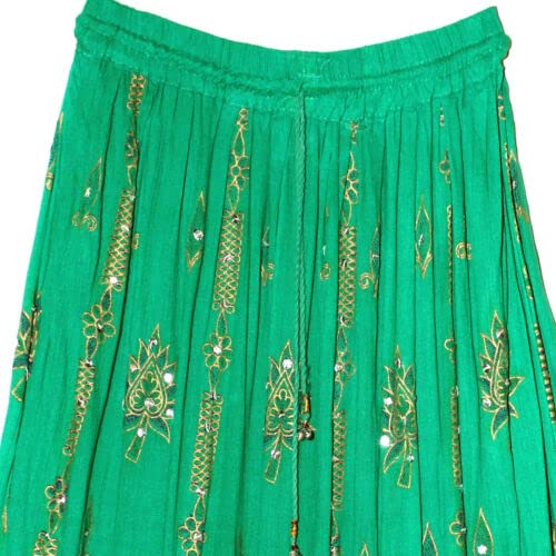 Radhy krishna fashions Tie Dye Yoga Trend Women's Sequined Crinkle Broomstick Gypsy Long Skirt (C-Green)3