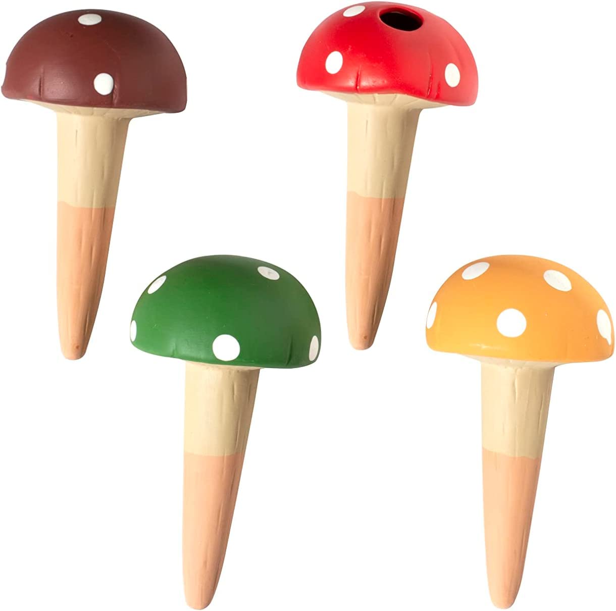 SYOSI Indoor Plant Terra Cotta Watering Stakes Mushroom Water Spikes Automatic Self Water Stakes Self Watering Watering Spikes Automatic Plant Waterer for Indoor & Outdoor 110ML x 4