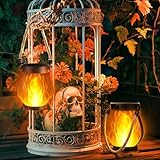 Jyoiat Solar Flame Lantern Hanging Outdoor Waterproof - 2 Pack Flame Lanterns with Dual Charging Modes of Solar & USB for Garden or Yard Decorations (Warm White - 2 Pack)