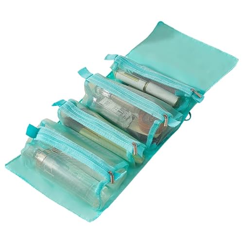 トラベルポーチ 折りたたみ 取り外し可能 ポーチ 4in1 コスメポーチ セット おしゃれ メイク 化粧品 ポーチ 便利グッズ 洗面用具 仕切り トラベルグッズ 旅行グッズ 風呂 温泉 洗面道具 レディース 大容量 便利 旅行 出張 かわいい おしゃれ (