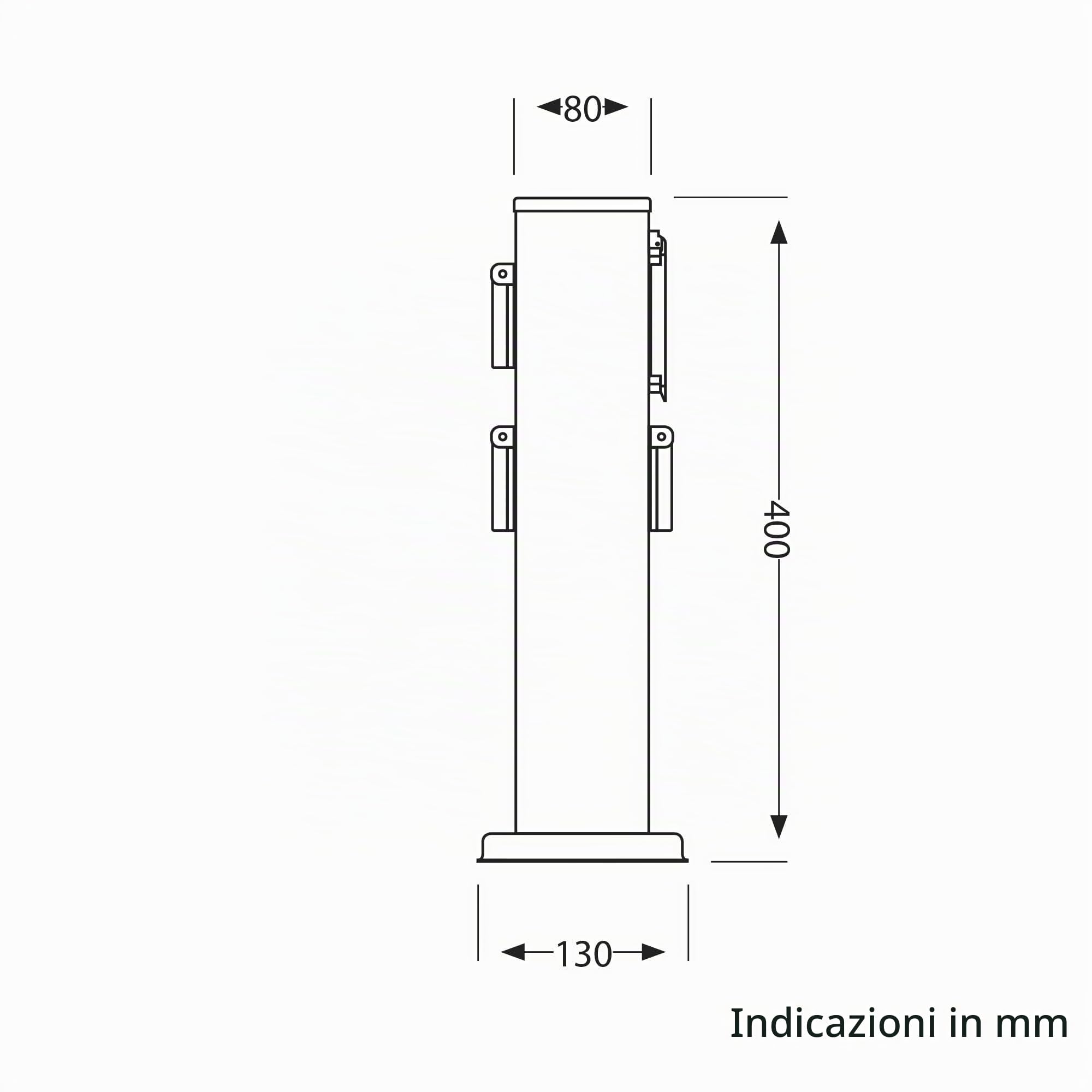ledscom.de 2 colonnine elettriche da giardino POLLY per esterni, IP44, timer, a 3 prese, acciaio inossidabile, antracite, squadrate, 40 cm
