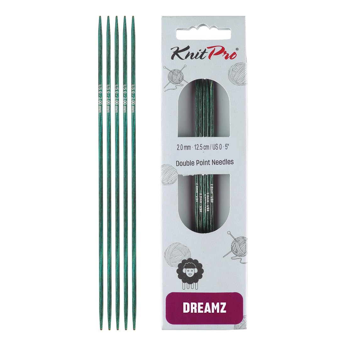 KnitPro Dreamz Double Pointed Needles 5" (12.5cm) | Size 2.00mm