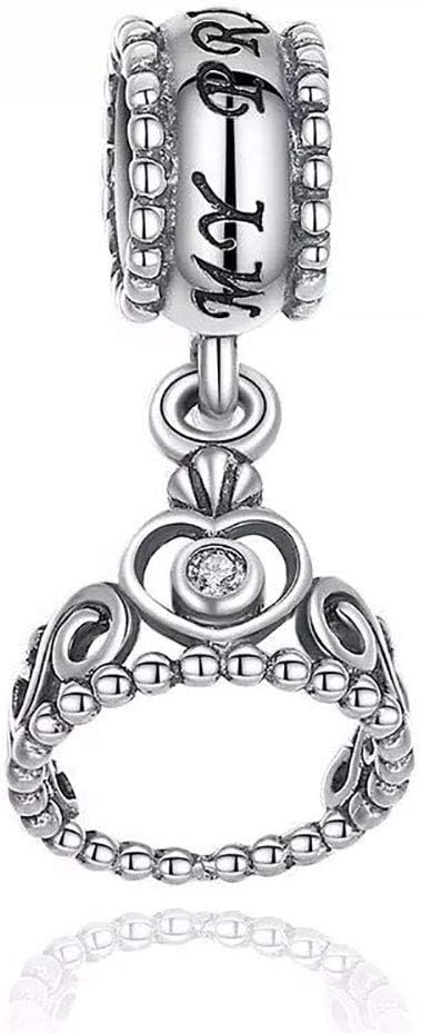 ABAOLA 925 Sterling Silver Fairytale Princess Prince Noble Crown Charm for Bracelet