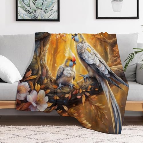 Couverture oiseau mignon anti-froid plaid flannel douce et moelleuse pour sofa - 3