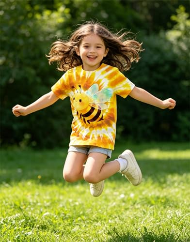 Image of SunFoucs Girls Kids Shirts Size 5-12 Tie Dye Casual Tshirt Short Sleeve Crewneck Tee Top | Short Sleeve Rainbow Tee Top